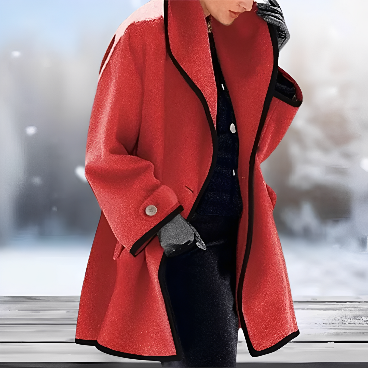 Serenova – Manteau en laine rétro avec ceinture