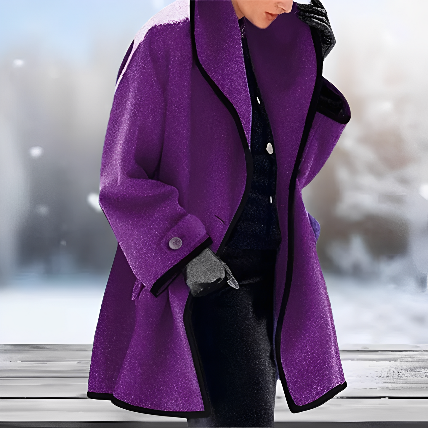 Serenova – Manteau en laine rétro avec ceinture