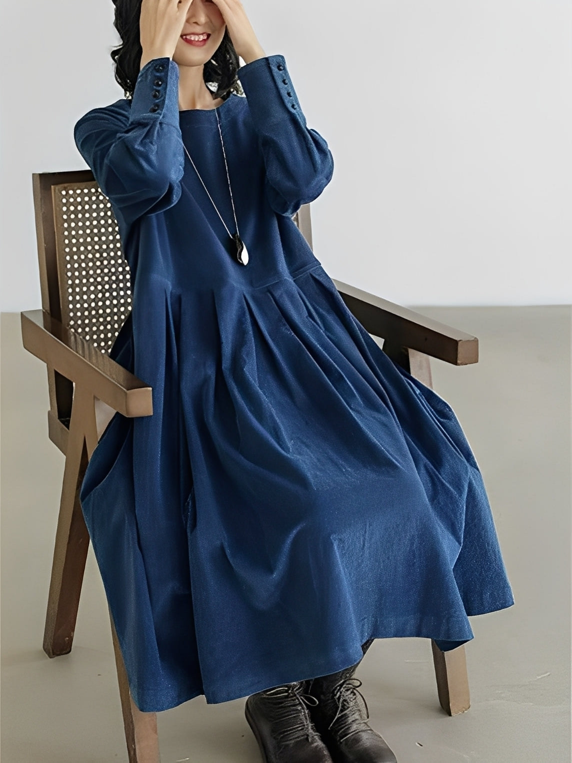 Shyanne - Robe ample en velours côtelé avec poches pour femmes