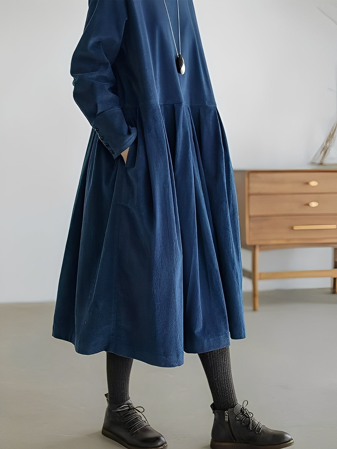 Shyanne - Robe ample en velours côtelé avec poches pour femmes