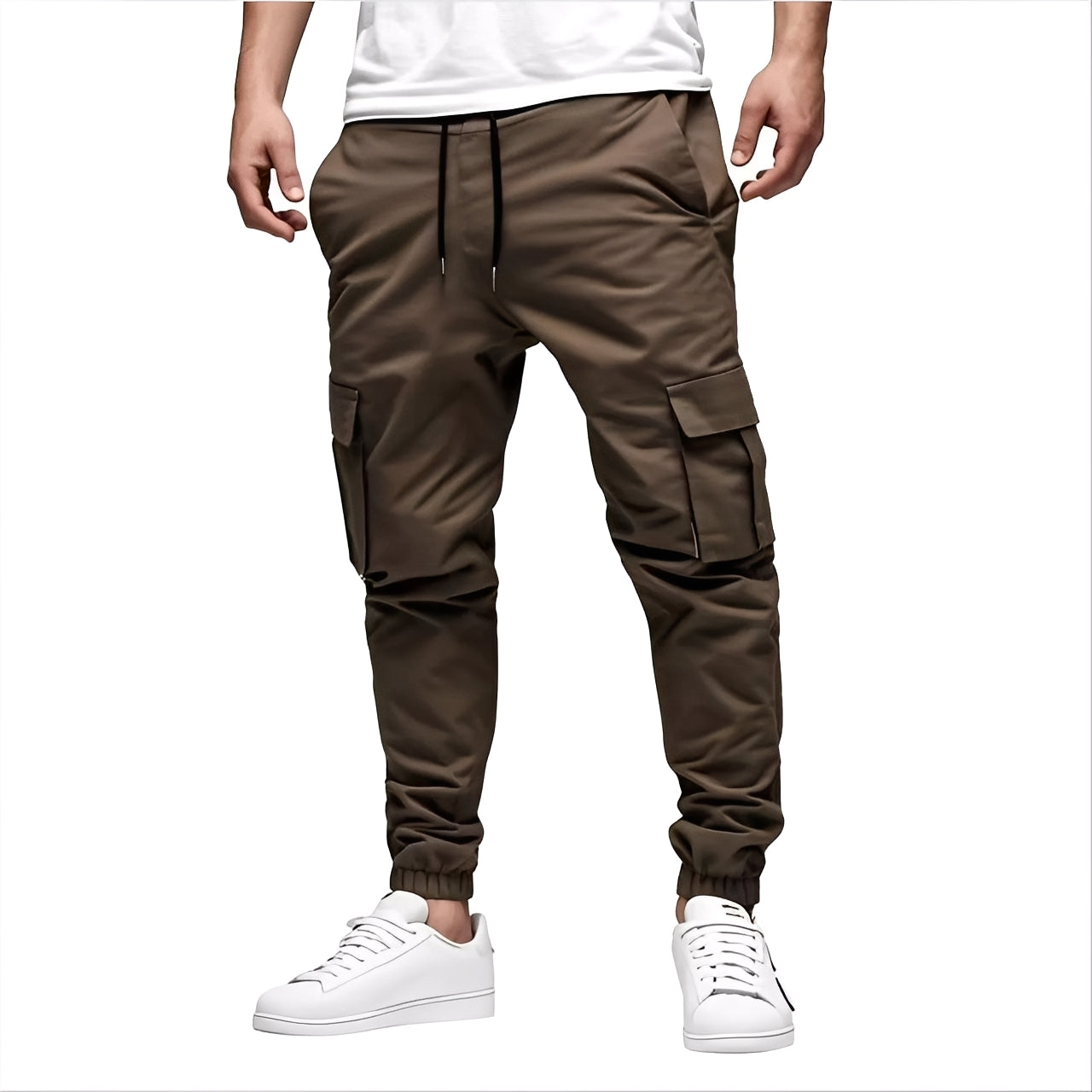 Tevin - Pantalon cargo stretch étroit et relax pour hommes