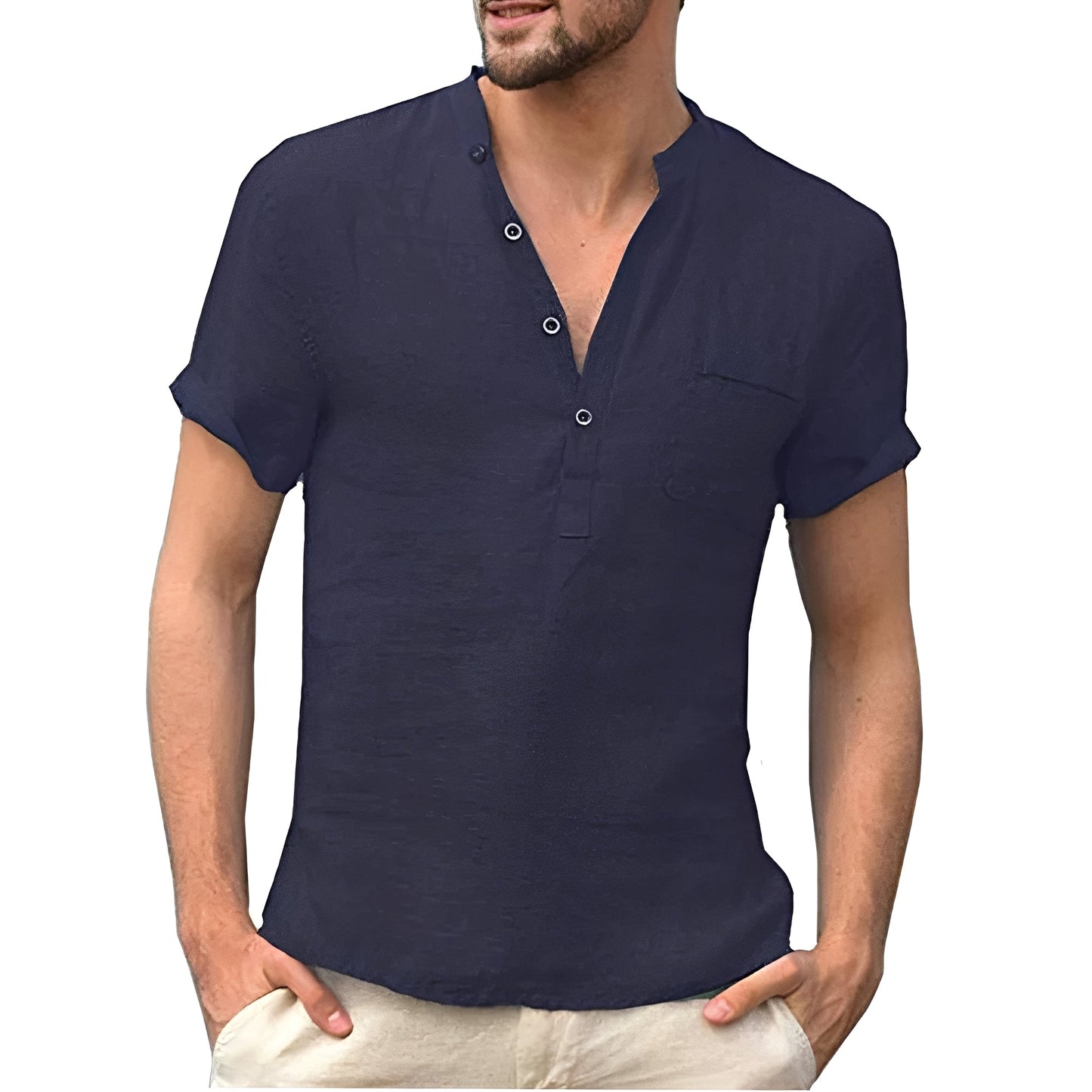 Alton - Chemise à manches courtes en lin pour hommes