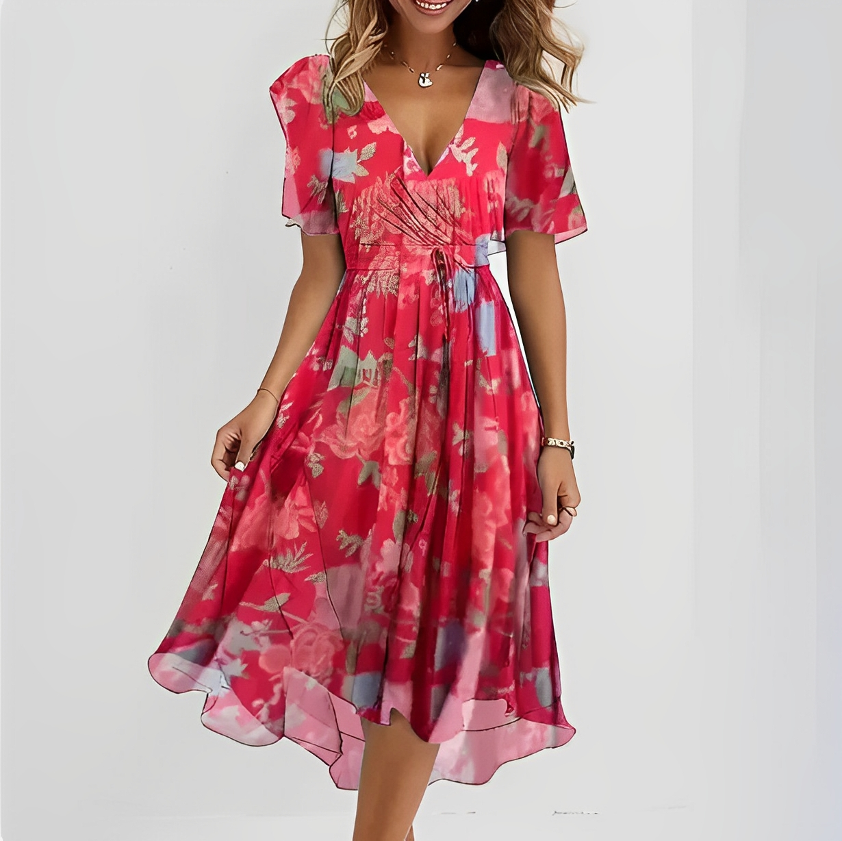 Lina – Robe portefeuille avec décolleté en V