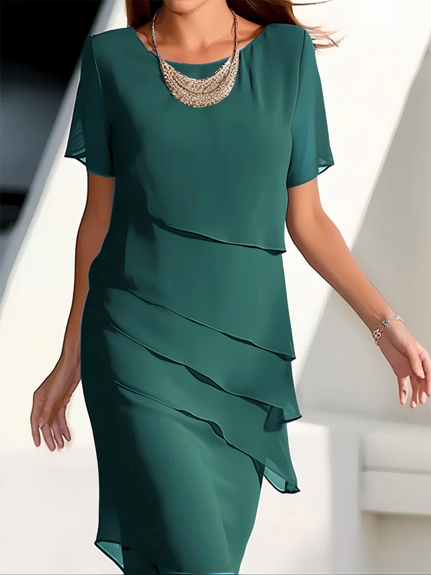 Daria – Robe en Chiffon à Étages