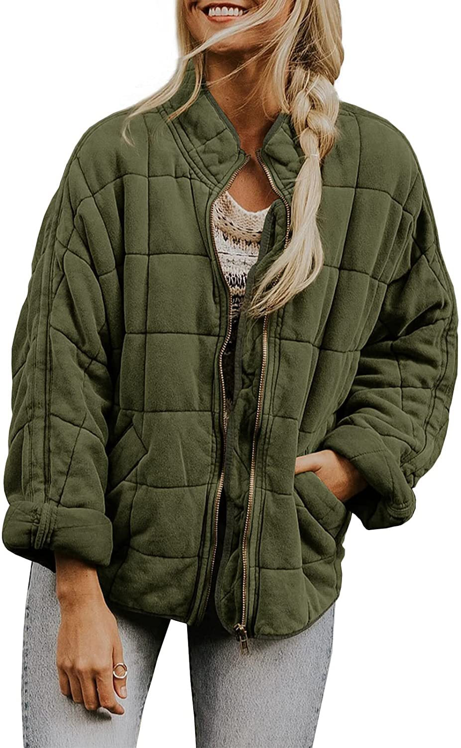 Wenona - Manteau chaud à carreaux avec poches pour femmes