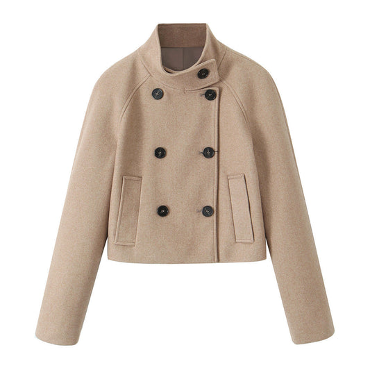 Keeley - Veste courte pour femmes avec col élevé et boutons