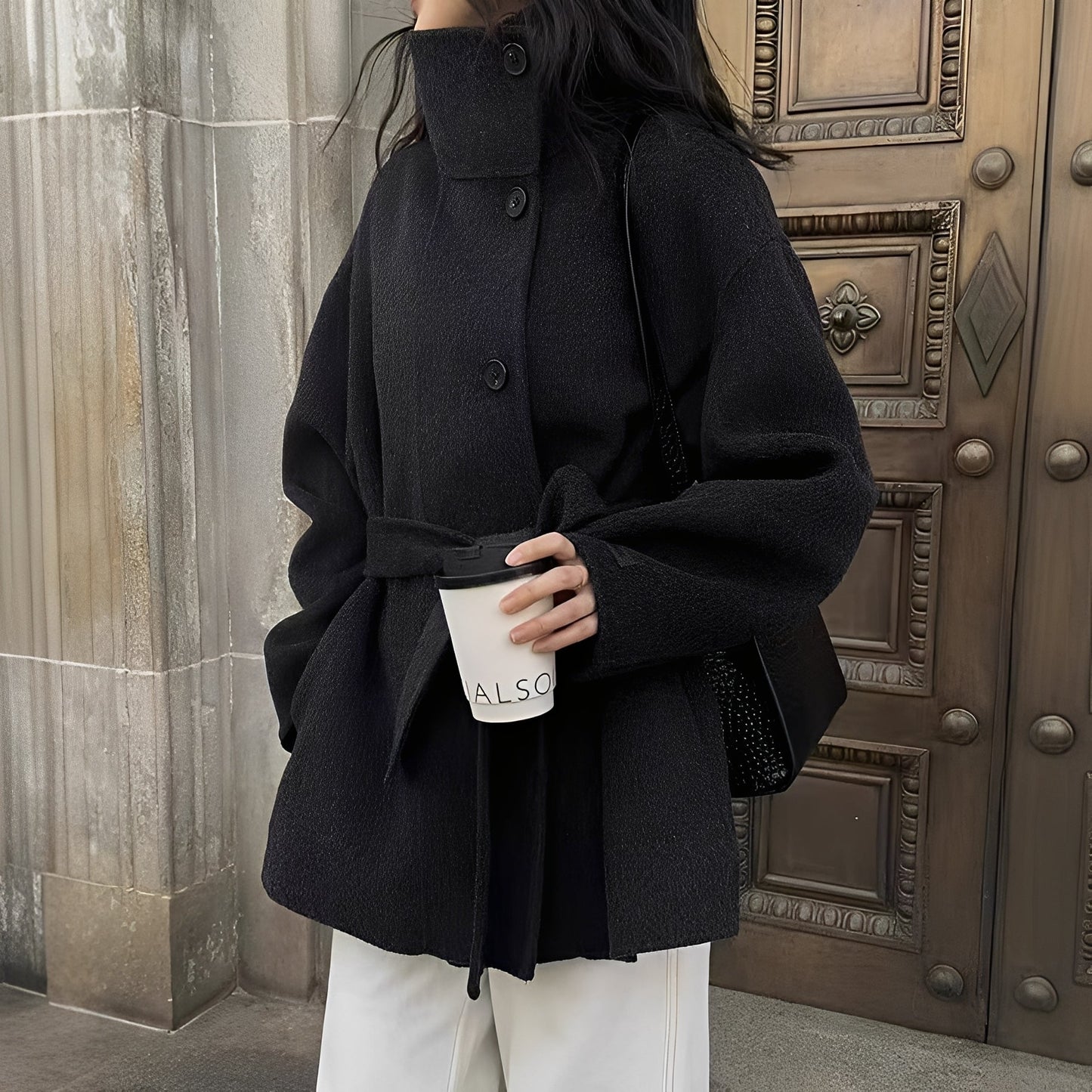 Claudia - Manteau laine à double rangée boutons pour femmes
