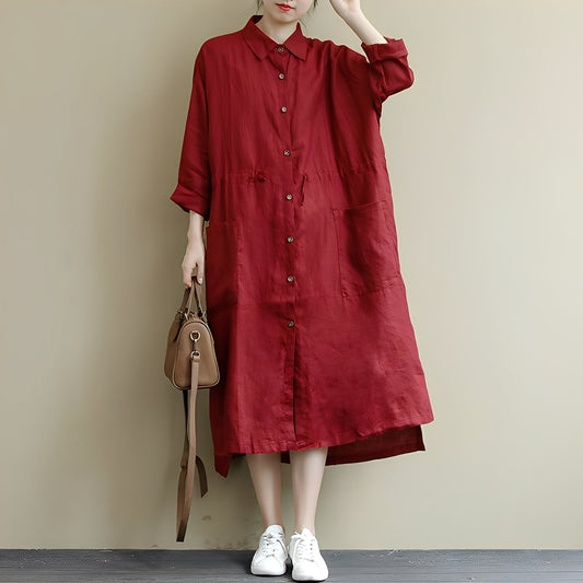 Chelsie - Grande robe large avec boutons pour femmes