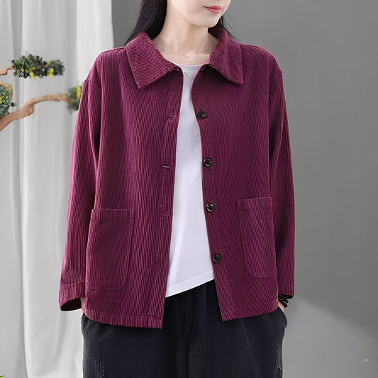 Chloe - Manteau en velours côtelé relax avec poches pour femmes