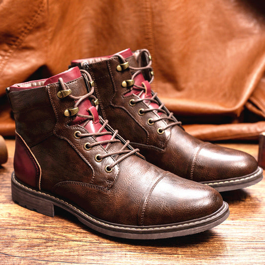Louis - Bottes en cuir vintage avec fermeture éclair pour hommes