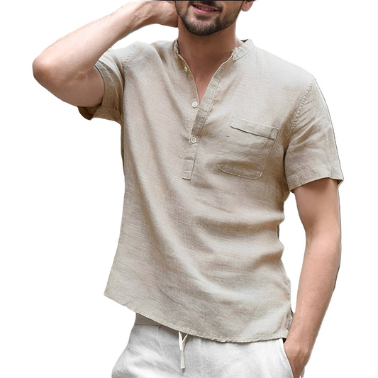 Alton - Chemise à manches courtes en lin pour hommes