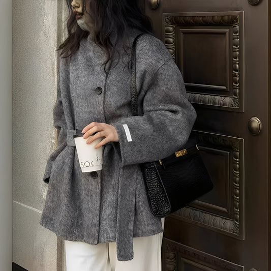 Claudia - Manteau laine à double rangée boutons pour femmes
