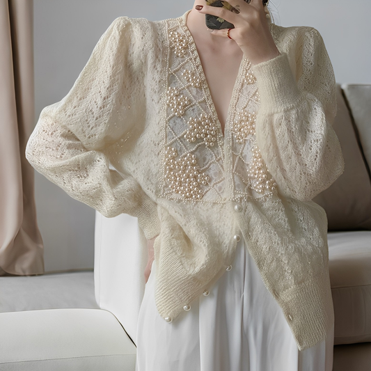 Jolie - Pull tricoté élégant avec boutons en perles