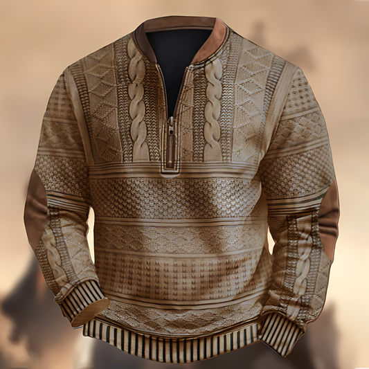 Edmund - Pull décontracté avec motifs et zip pour hommes
