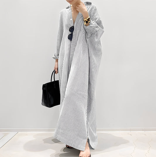 Davida - Robe chemise à rayures décontractée pour femmes