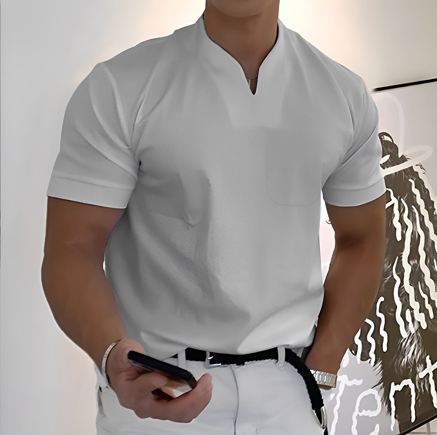Dylan - Chemise moulante homme à manches courtes