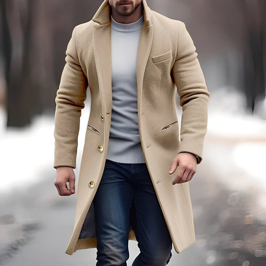 Zackary - Manteau mi-long en laine décontracté pour homme