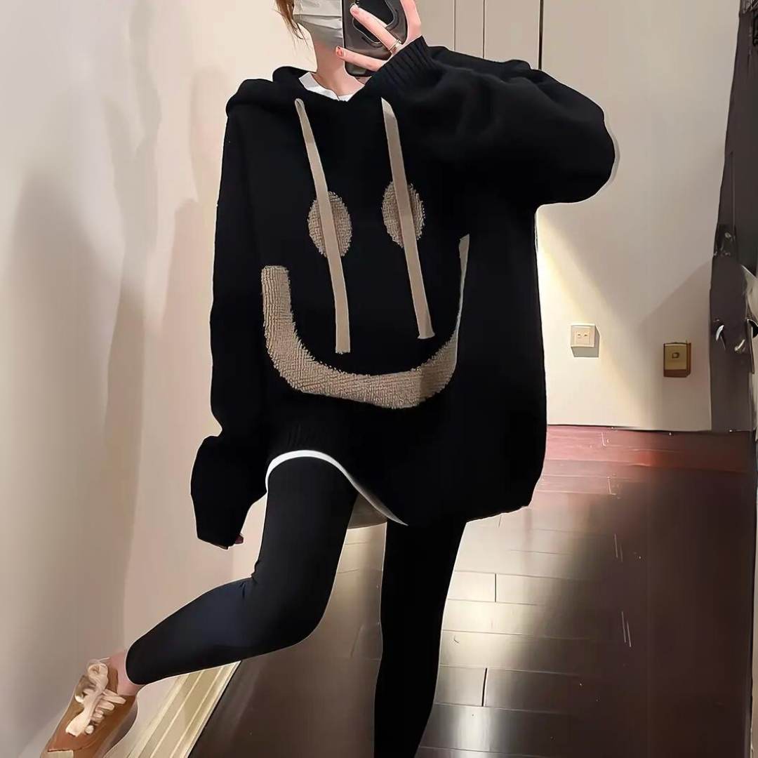 Ephah – Doux Hoodie Smiley avec Impression