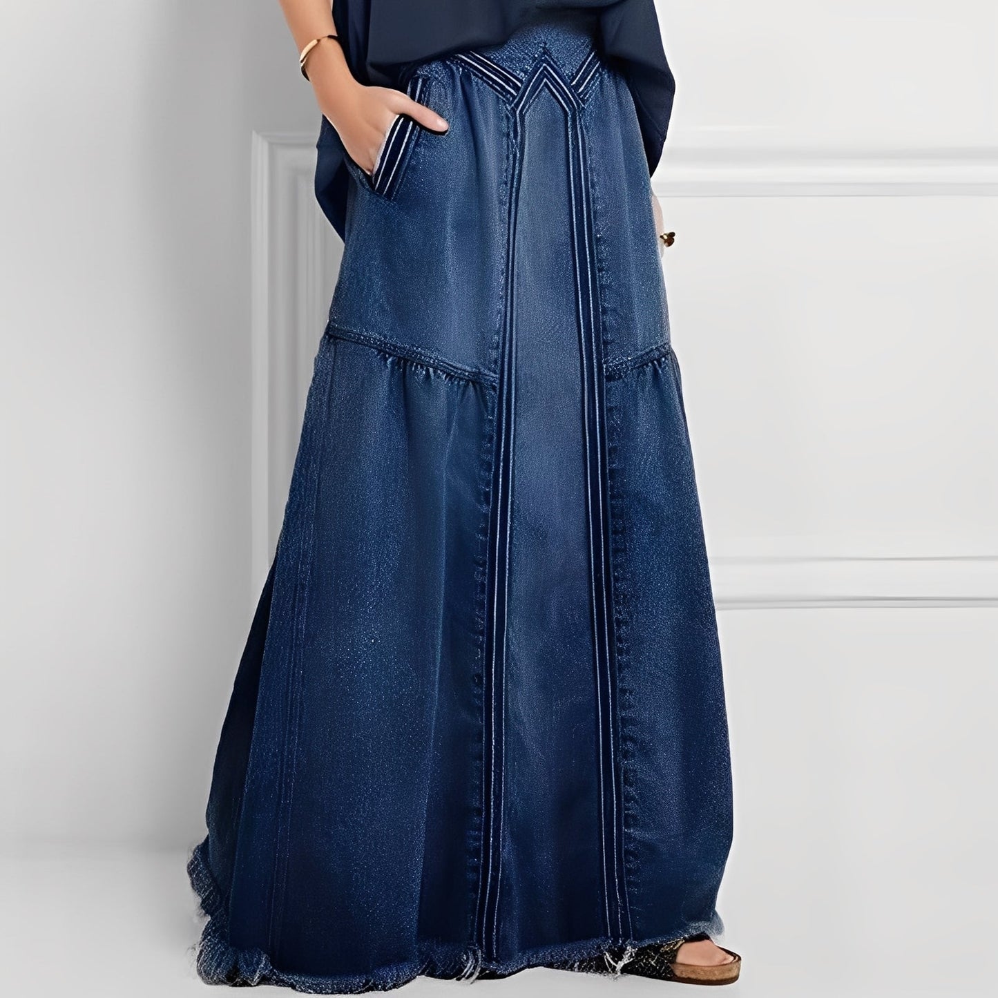 Jordyn - Jupe en jean extensible et décontractée avec poches pour femmes