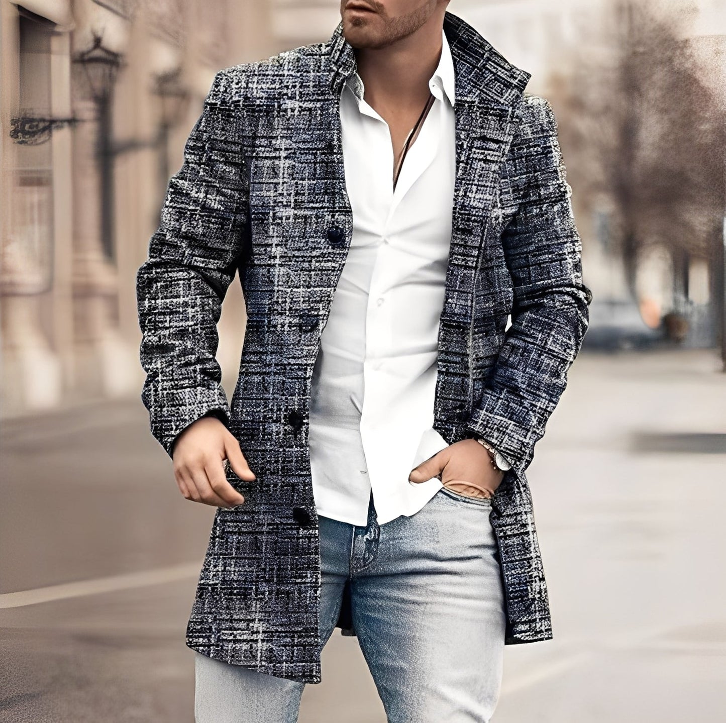 Darden - Long manteau en tweed pour homme