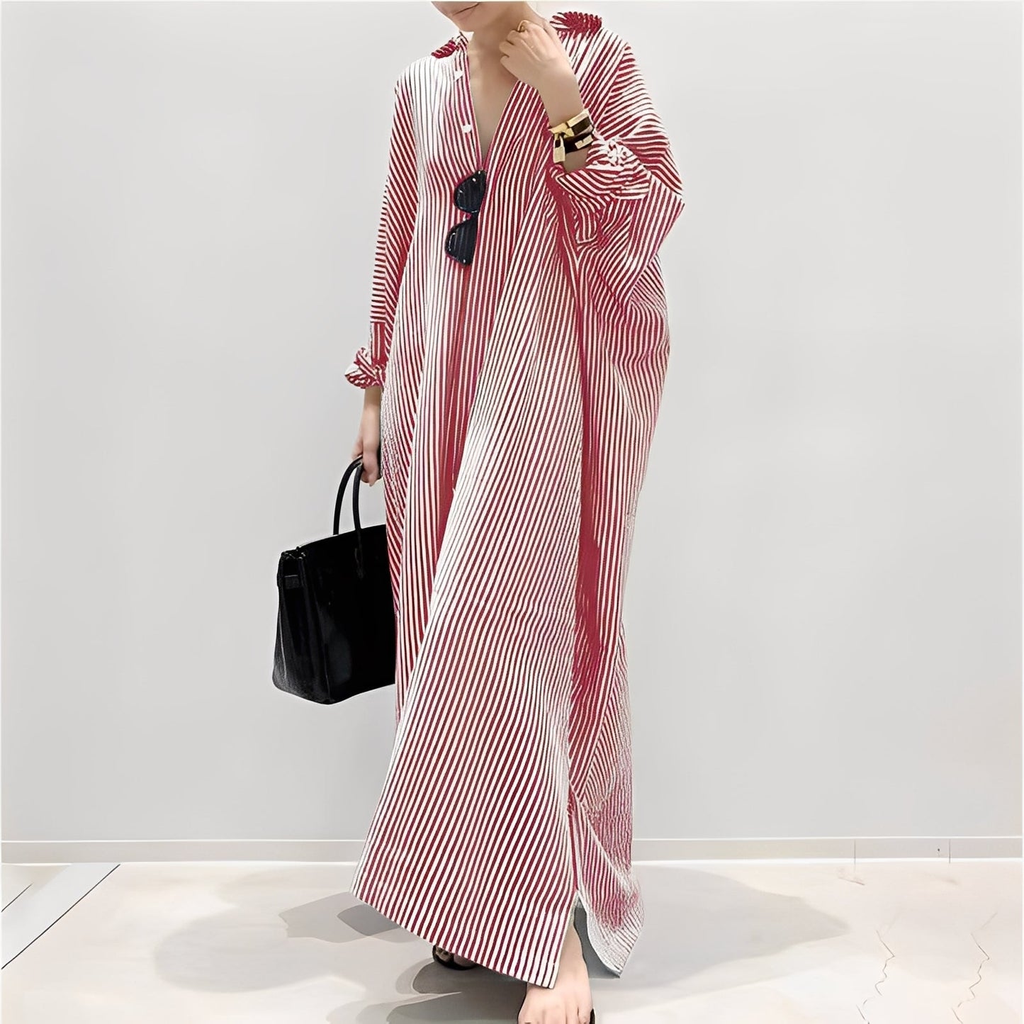 Davida - Robe chemise à rayures décontractée pour femmes