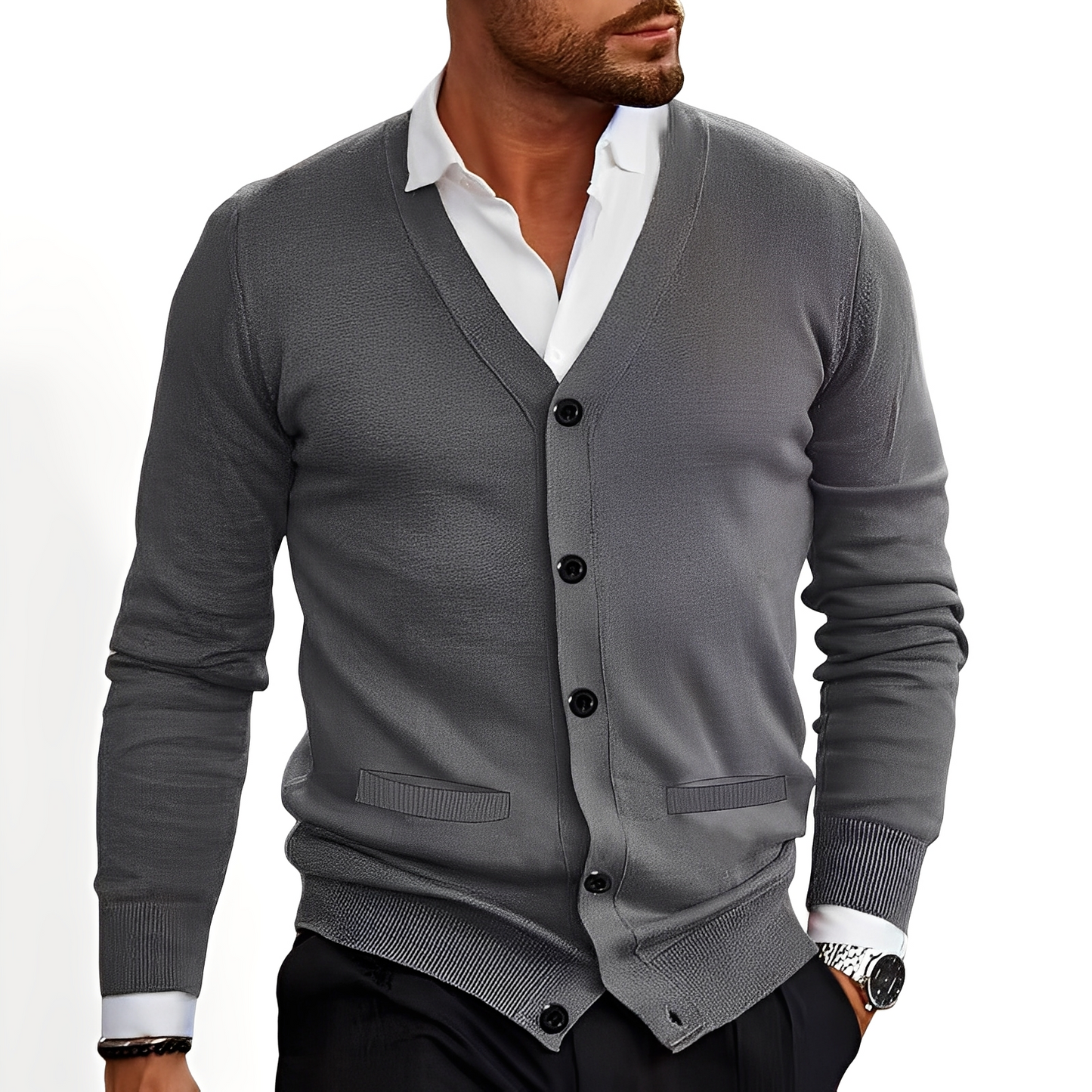Kyler - Cardigan tendance avec boutons pour hommes