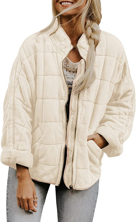 Wenona - Manteau chaud à carreaux avec poches pour femmes