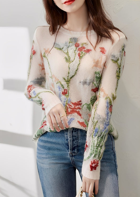 Gisselle - Pull tricoté élégant avec motif floral pour femmes