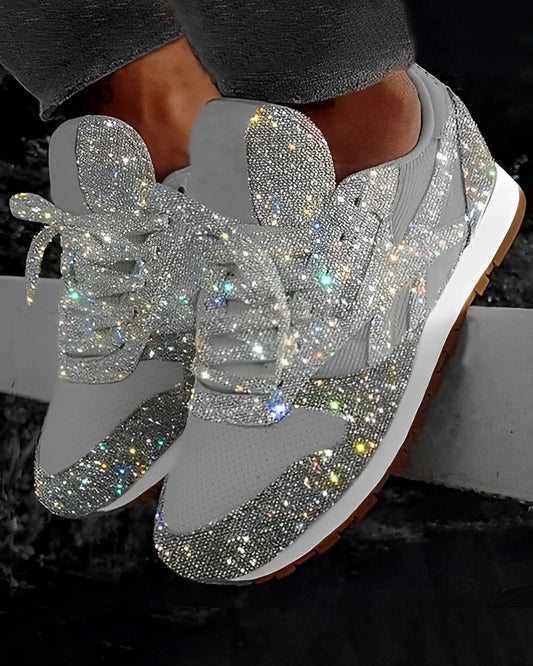 Ross – Sneakers brillants avec semelle compensée
