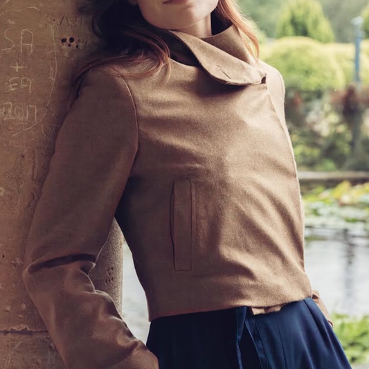 Veste Courte en Laine à Col Montant