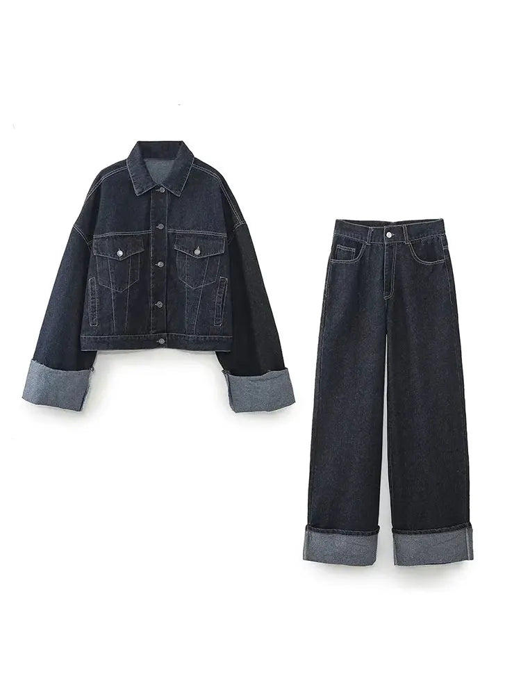 Clara – Set en Denim avec Blouson Trucker & Jeans Taille Haute