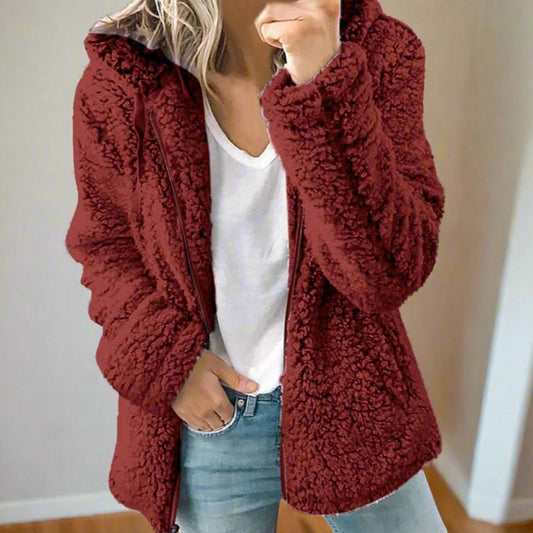 Celandine – Manteau en peluche avec capuche