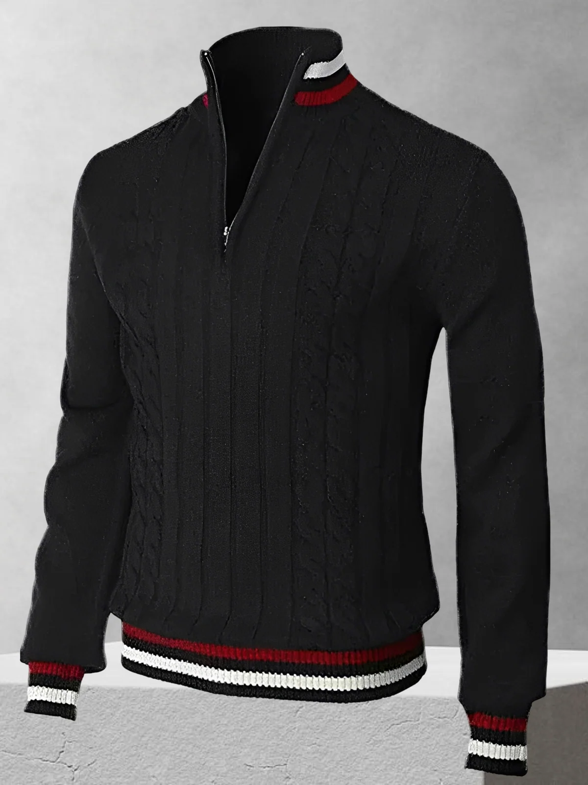 RALPH POLO – Pull en maille à fermeture éclair style italien