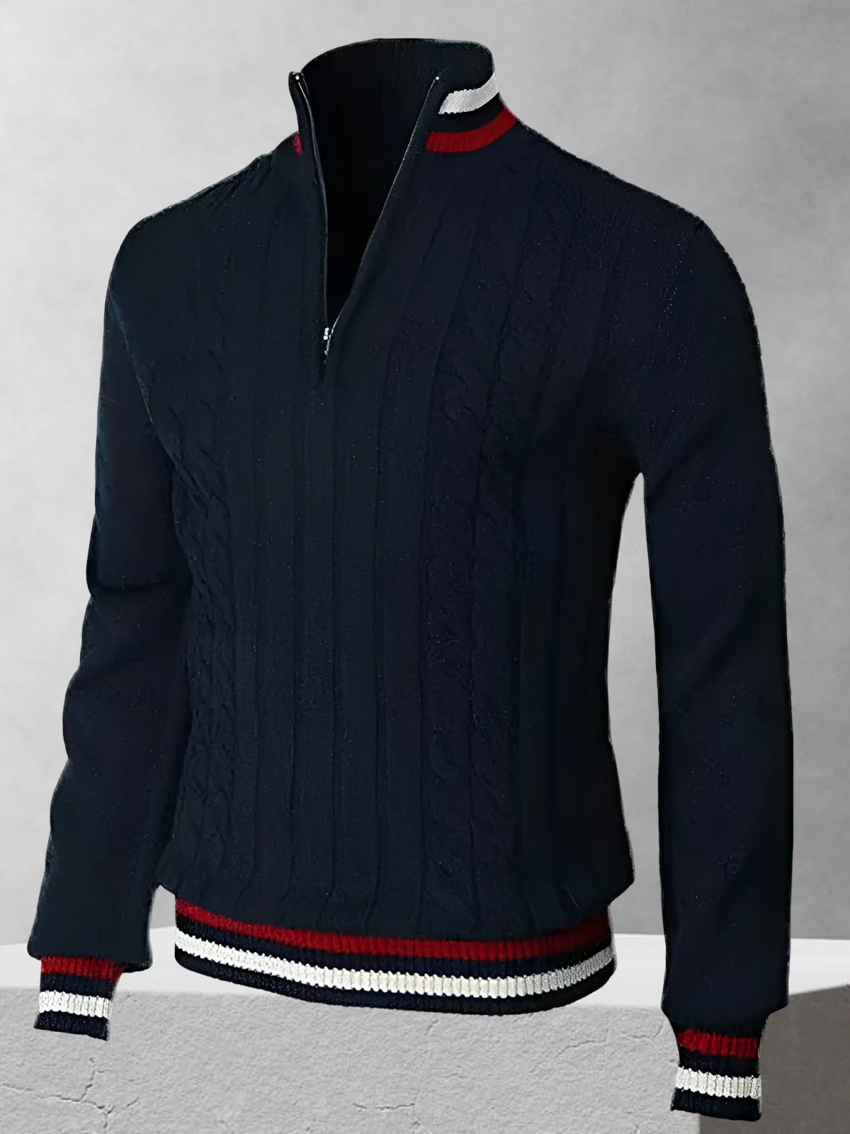 RALPH POLO – Pull en maille à fermeture éclair style italien