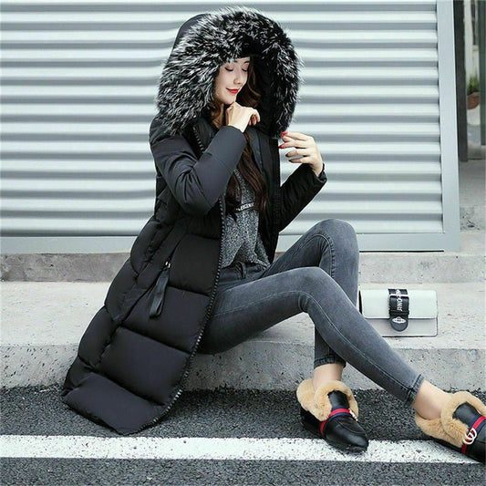 Amaya – Long manteau avec col en fourrure