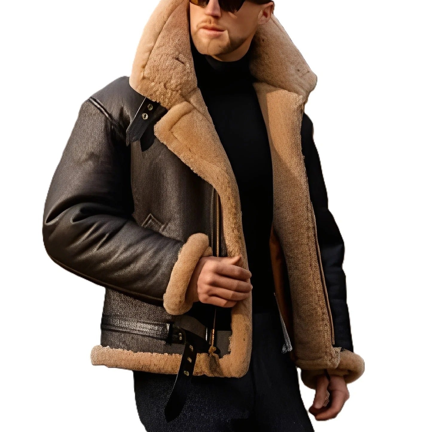 Brendon - Veste en cuir robuste et épaisse pour hommes