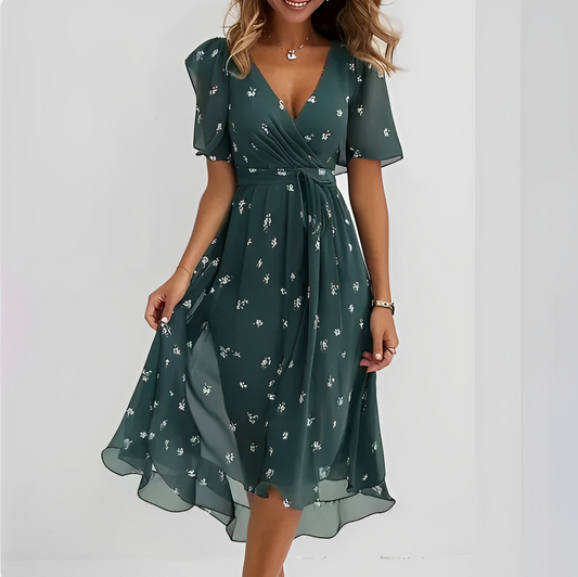 Lina – Robe portefeuille avec décolleté en V