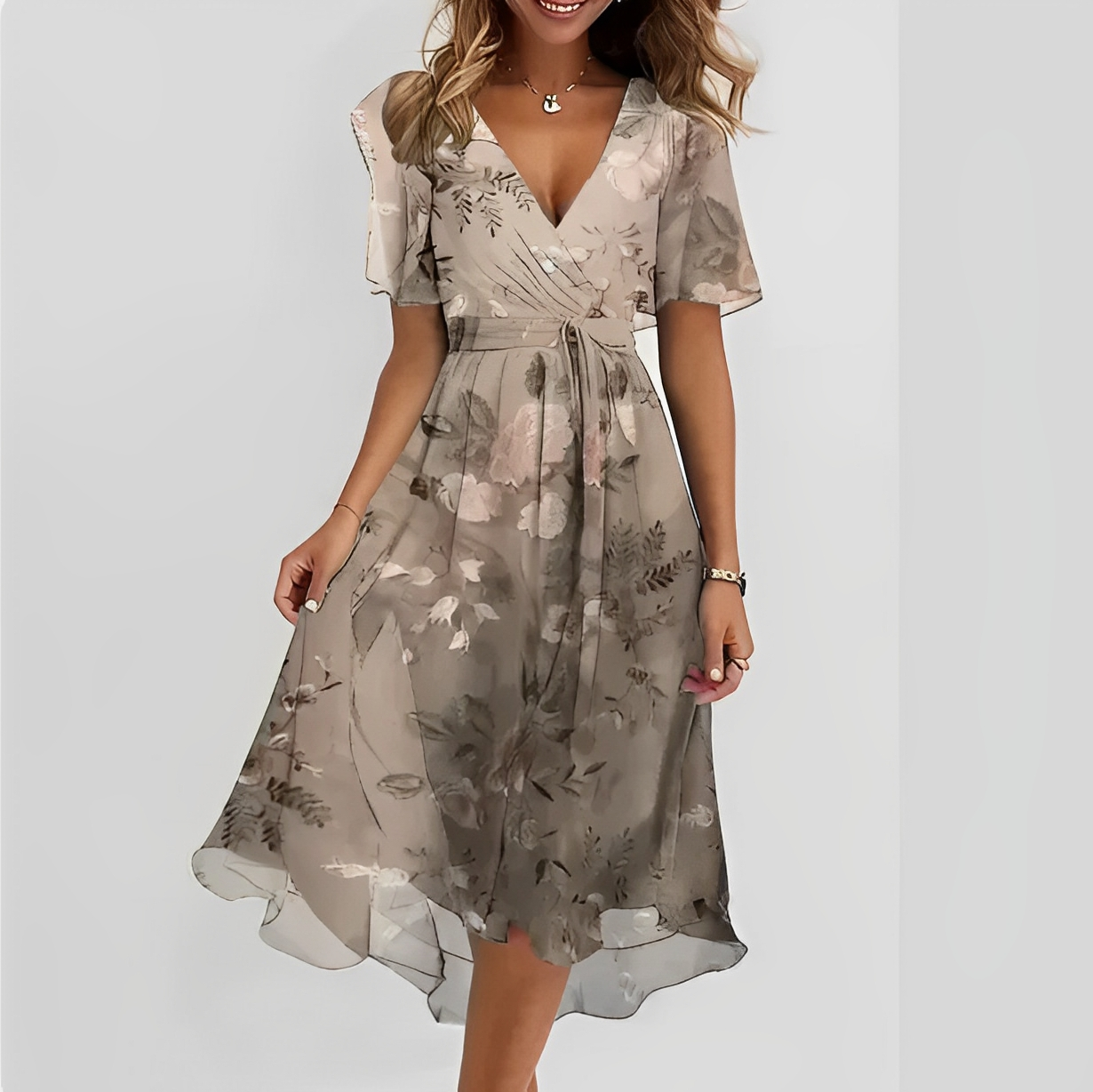 Lina – Robe portefeuille avec décolleté en V