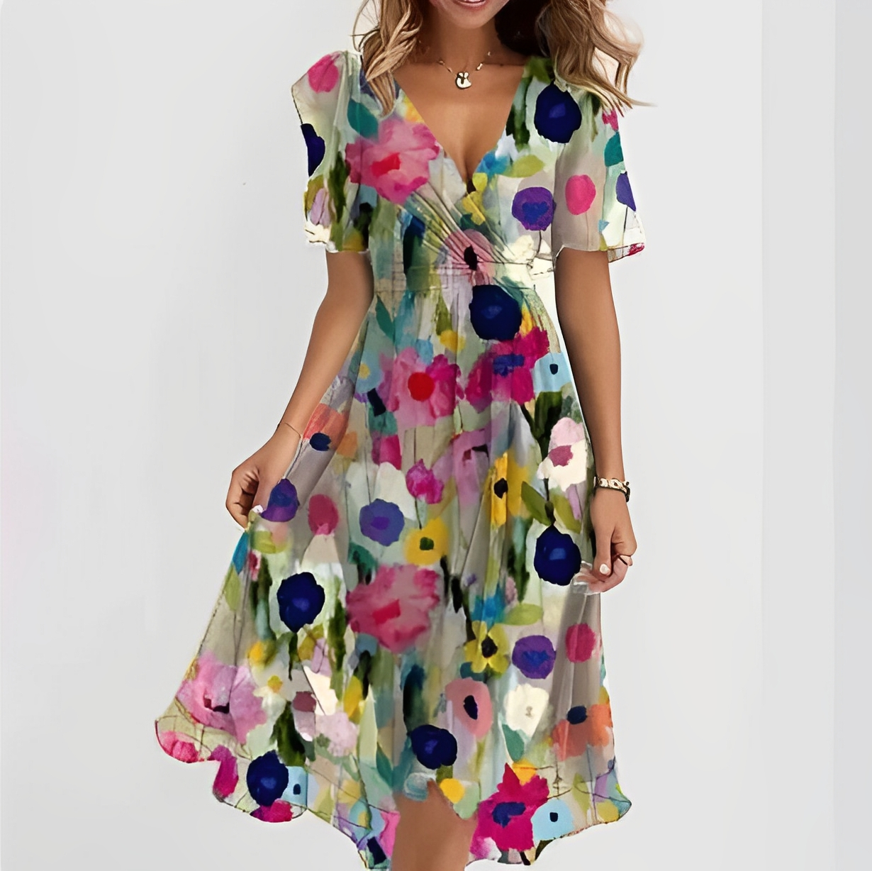 Lina – Robe portefeuille avec décolleté en V