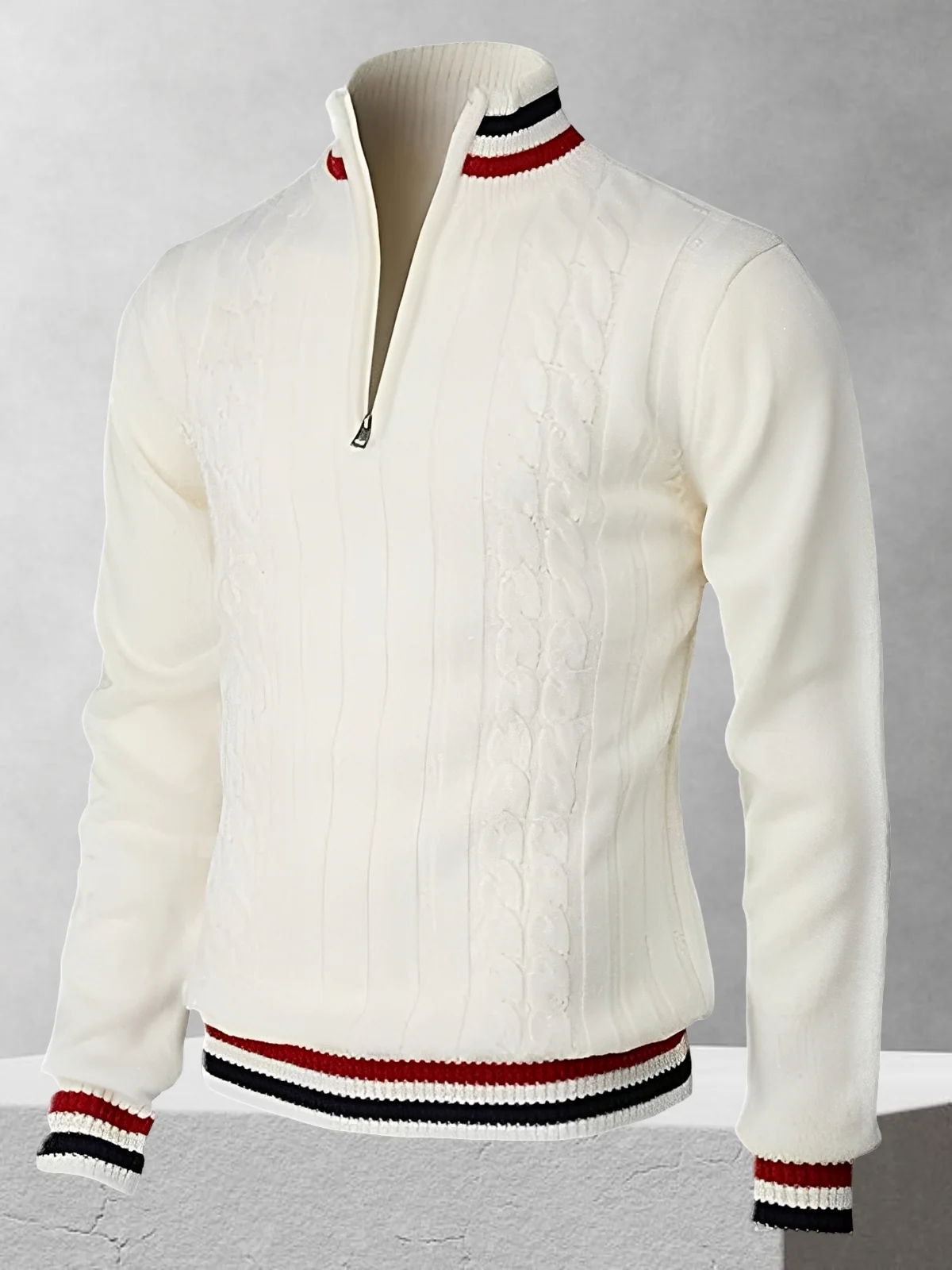 RALPH POLO – Pull en maille à fermeture éclair style italien