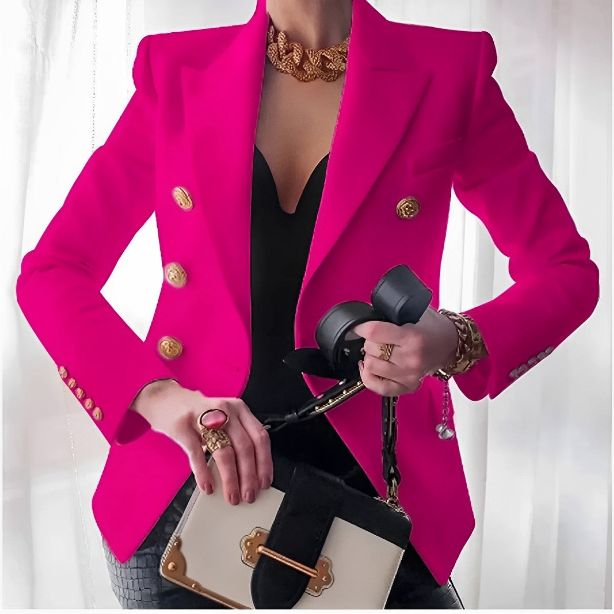 Ancien Argent – Modèle de Blazer Élégant pour Femmes