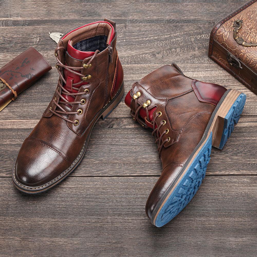 Louis - Bottes en cuir vintage avec fermeture éclair pour hommes